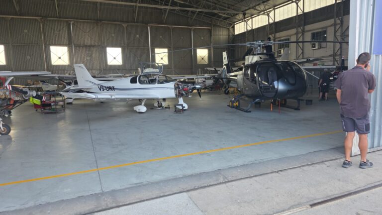 Ferry pilot Mick Helm at Eros Airport Namibia